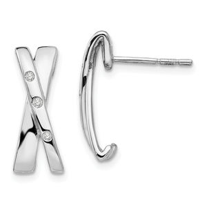 925 Sterling Silver Rhodium-plated Diamond X Post Earrings